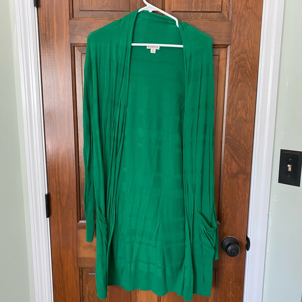 Merona medium green duster cardigan with pockets